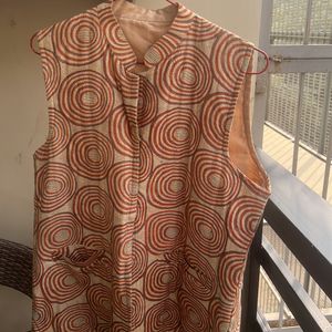 Ladies Nehru Jacket Kantha Work Beige