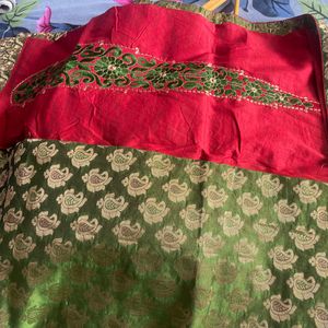 Green And Red Saree