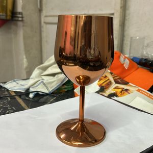 Stain Less Stell Wine Glass Copper Plated