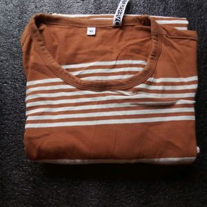 Oversized Brown And White Striped Shirt