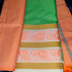 Churidar Material Green &Orange Colour Combination