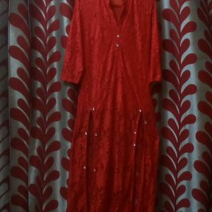 Long  Front Slit Red Colour Kurti