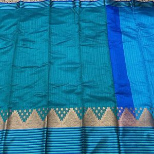 New Peacock Blue Saree For Grabs