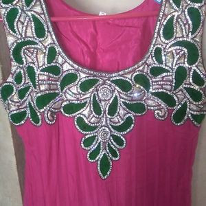 Partywear Anarkali,with Handwork On Neck.