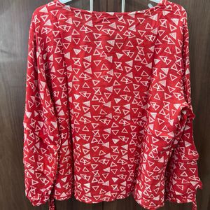 Red Round Neck Top