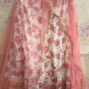 White Pink Lehenga Choli With Duppta