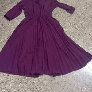 Wine Colour Flared Midi