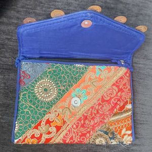 Multi colour embroidered festive purse