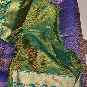 Double Color Saree With Ready Made Blause