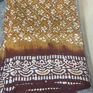 2 Colour Soft Tussar Batik Silk Saree With Blouse