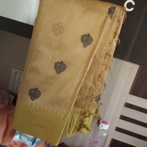 Golden Saree With Black Blouse