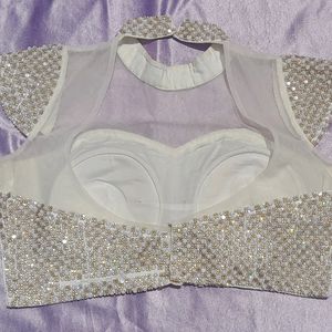 White Pearl Blouse. Desiner Blouse