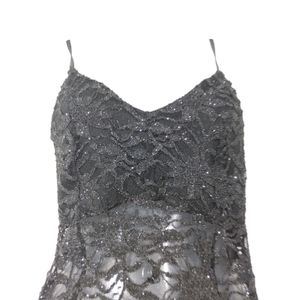 Lipsy Black Lace Printed Bodycon Top (Women)