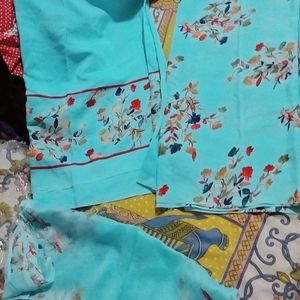 Beautiful Sky Blue Suit Dress Material Ladies