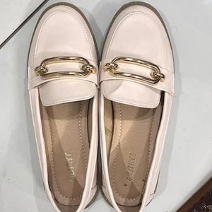 Women Loafers With Gold Buckle On Top