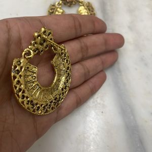 Stone Studded Golden Earrings