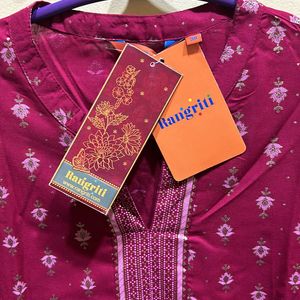 Rangriti Printed Straight Kurta & Pant Set Size L