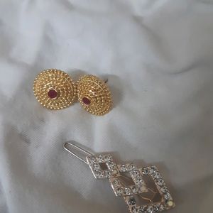 Ear Studs And Hair Clip