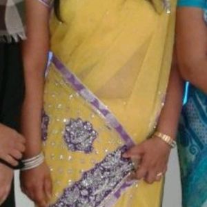 Yellow saree party wear