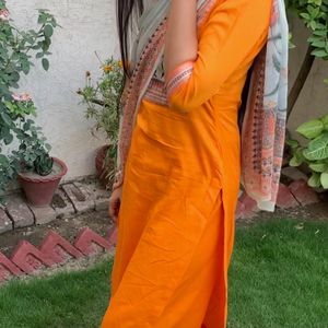 Orange Kurta With Palazzo Nd Dupatta