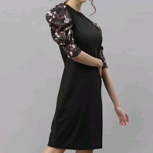 Floral Black Bodycon Dress