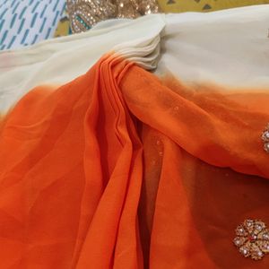 Beautiful Orange Colour Georgette Saree