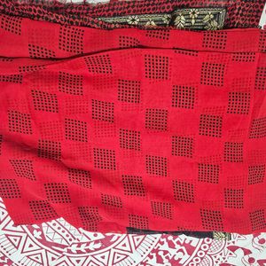 Red Saree With Embroidery Broder