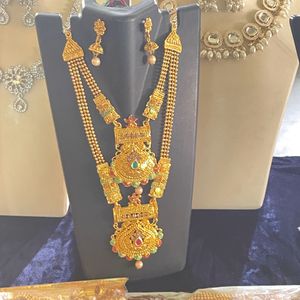 Moti, Diamond Necklace Set With Earrings Mangtika