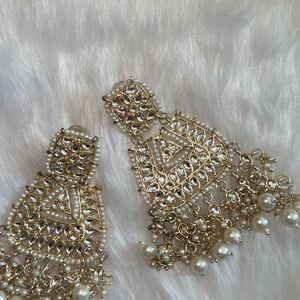 White Traditional Heavy Earrings