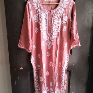 Chikankari Kurta Dusty Pink