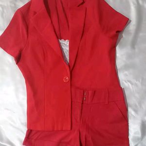 Hot RED blazer Coord Set