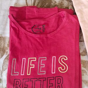 2 Full Sleves T Shirt Of Colour Peach And Magenta