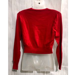 Red Crop Cardigan Sweater for Women's