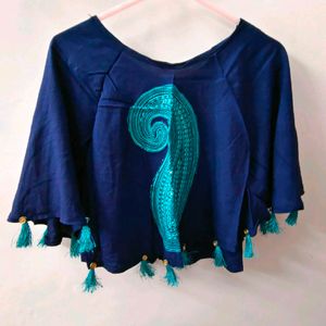 Cyan Kurti With Cape