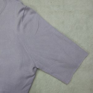 Oversized Light Purple Ribbed Cropped Button Up