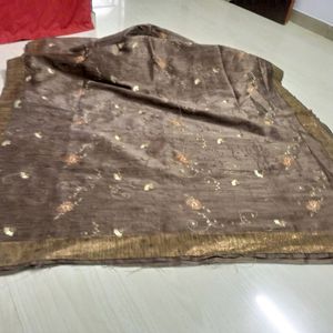 Brown Embroidery Saree