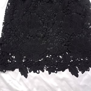 Black Lace Detail Mini Skirt