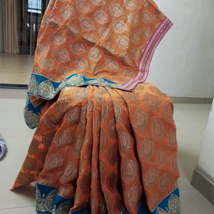 Orange Brocade Saree