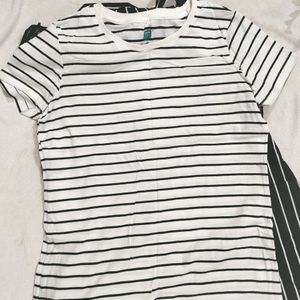 Striped Dungree Dress With Tee