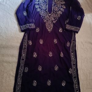 Georgette Mirror Work Kurta With Inner Set💜