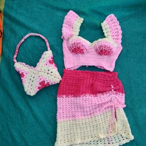 Beautiful Crochet Dress With Matching Bag