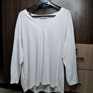 MANGO V-Neck Drop-Shoulder Pure Cotton T-shirt