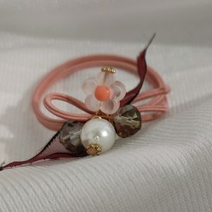 Korean Rubber Band Aesthetic Pearl Pink Ribbon