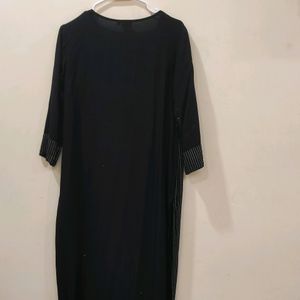 Neerus Black Cotton Kurta