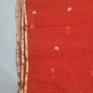 Golden Dotted Net Dupatta With Border