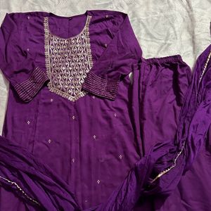 Purple Suit And Kurta Set