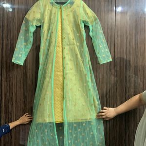 Banarasi Suit With Net Long Koti