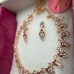 Rose Gold Plated AD Studded Jewellery Set