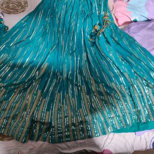 Heavy Lehenga In Sea Green Colour