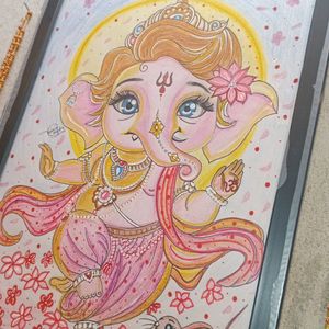 Ganesha Drawing With Frame 🌸